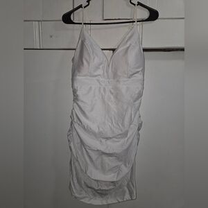 Windsor White Ruched Dress Large
